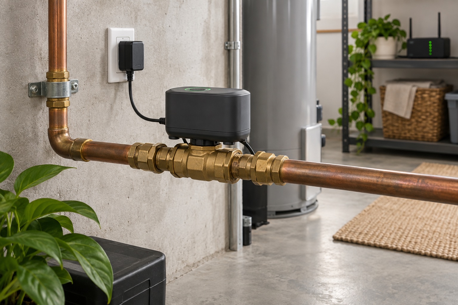 Generic automatic water shutoff installed on a residential supply pipe